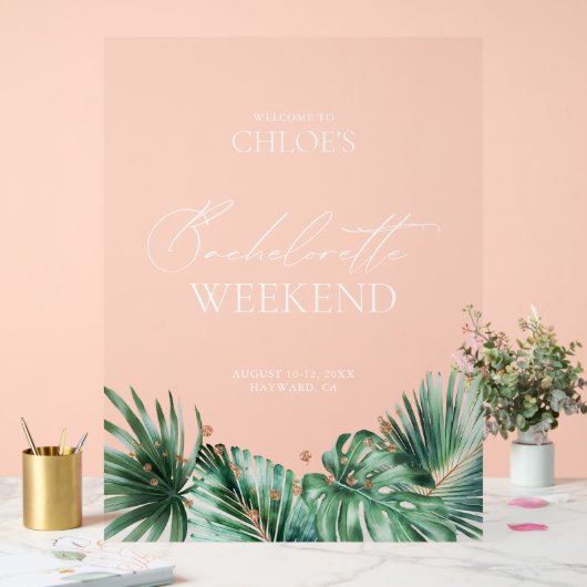 Elegant Tropisch Bachelorette Acryl Welkomstbord Acryl Bord (Huwelijk)