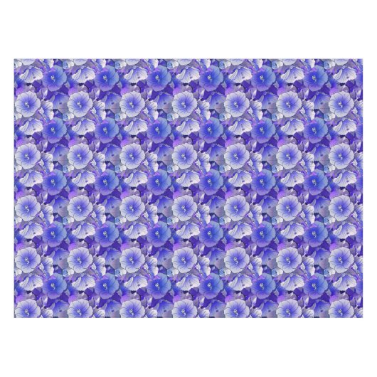 Elegant Tropisch Blauw en witte Hibiscus-ventilato Tafelkleed (Voorkant (Horizontaal))