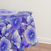 Elegant Tropisch Blauw en witte Hibiscus-ventilato Tafelkleed (Voorbeeld)