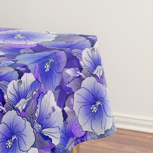 Elegant Tropisch Blauw en witte Hibiscus-ventilato Tafelkleed (Voorbeeld)
