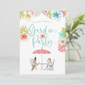 Elegant Tropisch Bloemen Tuinfeest Kaart (Staand voorkant)