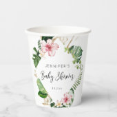 Elegant tropisch bloemenhibiscus-baby shower papieren bekers (Voorkant)