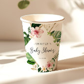 Elegant tropisch bloemenhibiscus-baby shower papieren bekers