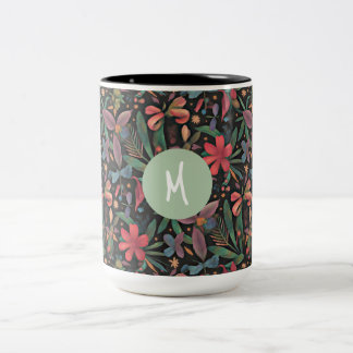 Elegant tropisch bloemig & botanisch tweekleurige koffiemok