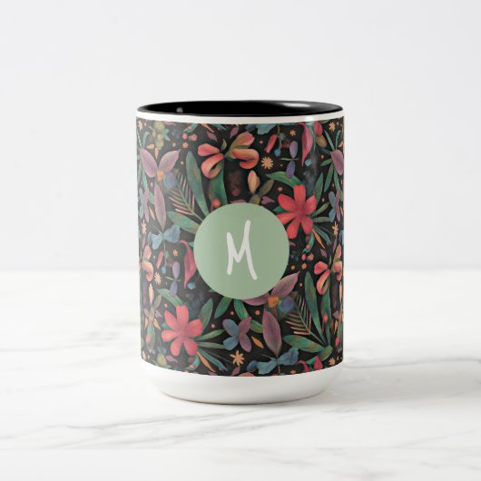Elegant tropisch bloemig & botanisch tweekleurige koffiemok (Center)