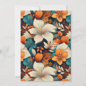 Elegant Tropisch Bloemmotief Bruiloft Kaart (Achterkant)