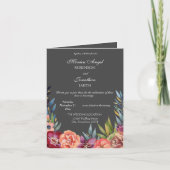 Elegant Tropisch Burgundy Gray Wedding Folded (Voorkant)