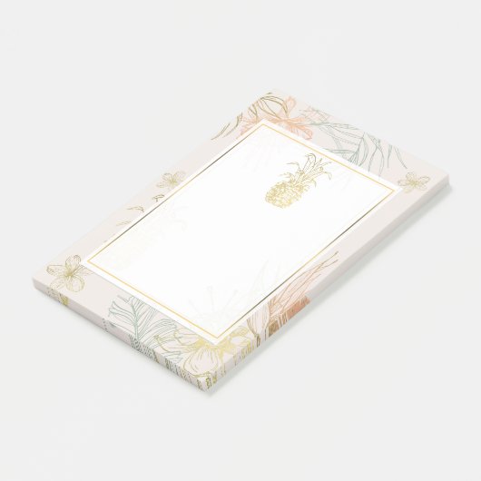 Elegant tropisch flesje goudanananas post-it® notes (Schuin)