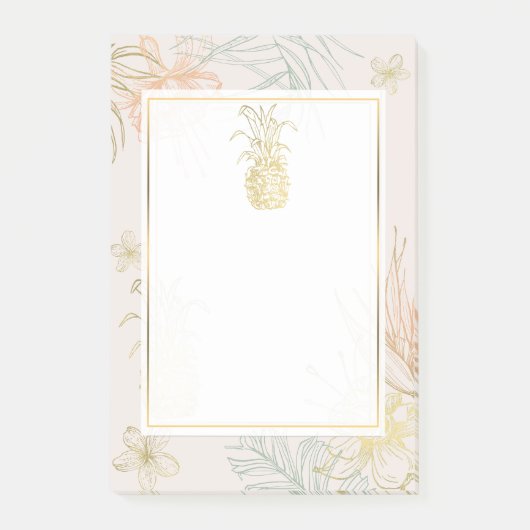 Elegant tropisch flesje goudanananas post-it® notes (Voorkant)