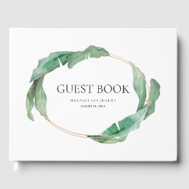 Elegant Tropisch Foliage Ovaal Lijst Bruiloft Gastenboek