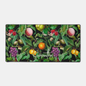 Elegant tropisch fruit zwart patroon monogram bureaumat (Voorkant)