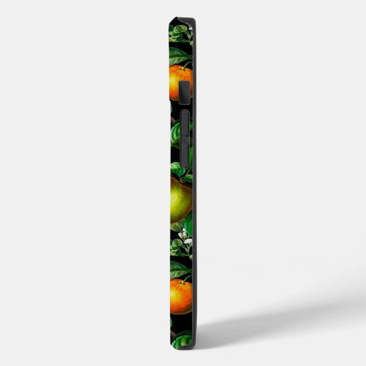 Elegant tropisch fruit zwart patroon monogram Case-Mate iPhone case (Achterkant / Links)