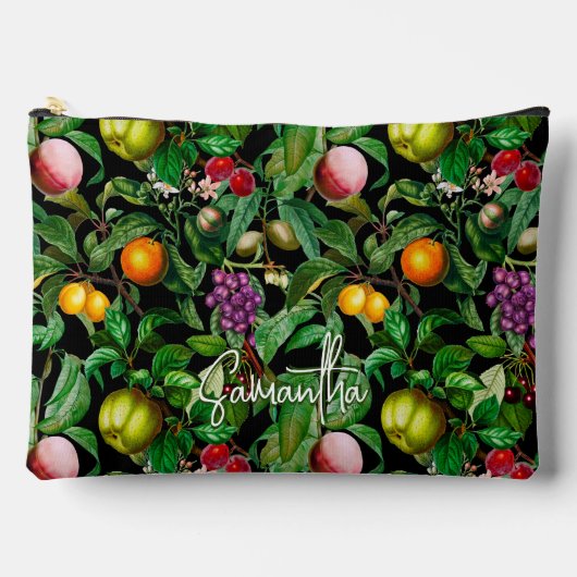 Elegant tropisch fruit zwart patroon monogram etui (Voorkant)