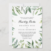 Elegant tropisch gebladerte Nuestra Boda bruiloft Kaart (Voorkant)