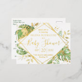 Elegant Tropisch Genderneutraal Baby shower Gold Folie Uitnodiging Briefkaart (Voorkant / Achterkant)