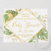 Elegant Tropisch Genderneutraal Baby shower Gold Folie Uitnodiging Briefkaart (Voorkant)