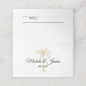 Elegant Tropisch Goud Palm Boom Script Bruiloft Plaatskaartje (Buitenkant ongevouwen)