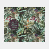 Elegant tropisch groen blad bloemenaquapatroon fleece deken (Voorkant (Horizontaal))