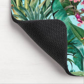 Elegant tropisch groen blad bloemenaquapatroon muismat (Hoek)