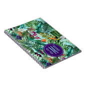 Elegant tropisch groen blad bloemenaquapatroon notitieboek (Rechterzijde)