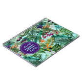 Elegant tropisch groen blad bloemenaquapatroon notitieboek (Linkerzijde)