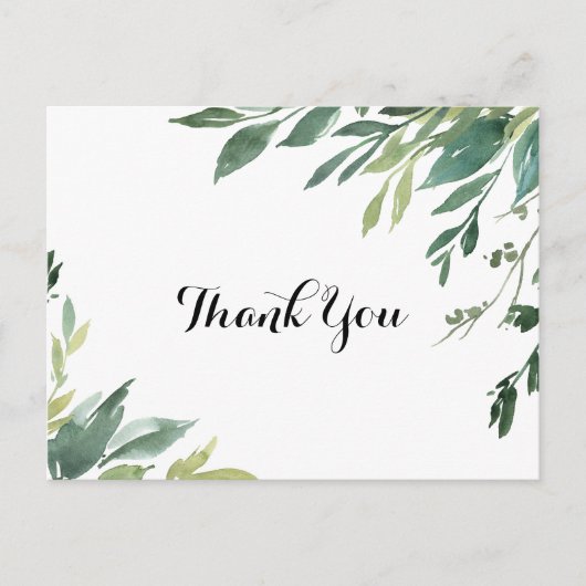 Elegant tropisch groen blad dank u briefkaart (Voorkant)