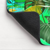 Elegant tropisch groen blad geel blauw patroon muismat (Hoek)