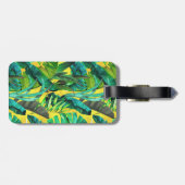 Elegant tropisch groen blad geel patroon bagagelabel (Achterkant horizontaal)