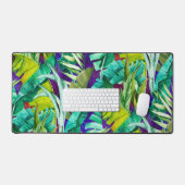 Elegant tropisch groen blad paarse motief bureaumat (Keyboard & Muis)