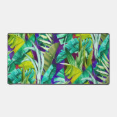 Elegant tropisch groen blad paarse motief bureaumat (Voorkant)