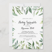 Elegant Tropisch Groen Bladblad Baby Sprinkle Kaart (Voorkant)