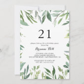 Elegant Tropisch Groen Bladgroen 21e Verjaardagsfe Kaart (Voorkant)