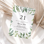 Elegant Tropisch Groen Bladgroen 21e Verjaardagsfe Kaart<br><div class="desc">Deze elegante tropische groene gebladerte 21e verjaardagsfeestuitnodiging is perfect voor een eenvoudig verjaardagsfeest. Dit handgetekende ontwerp is voorzien van waterverf mooie groene bladeren.</div>