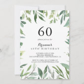 Elegant Tropisch Groen Bladgroen 60e Verjaardagsfe Kaart (Voorkant)
