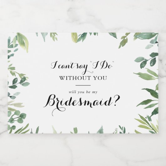 Elegant Tropisch Groen Bladgroen Bruidsmeisje Voor Sparkling Wijnetiket (Enkel label)