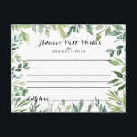 Elegant Tropisch Groen Bladgroen Bruiloft Advies K Briefkaart<br><div class="desc">Deze elegante tropische groene loof bruiloft advies kaart is perfect voor een moderne bruiloft. Dit handgetekende ontwerp is voorzien van waterverf mooie groene bladeren. Deze kaarten zijn ideaal voor een bruiloft, vrijgezellenfeest, baby shower, afstudeerfeest & meer. Personaliseer de kaarten met de namen van de bruid en bruidegom, aanstaande ouders of...</div>