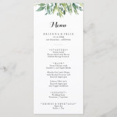 Elegant Tropisch Groen Bladgroen Kalligrafie Diner Menu (Voorkant)