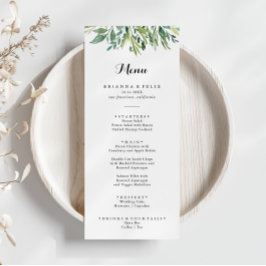 Elegant Tropisch Groen Bladgroen Kalligrafie Diner Menu
