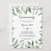 Elegant Tropisch Groen gebladerte Quinceañera Kaart (Voorkant)