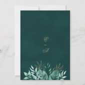 Elegant tropisch groen goud glitter floral bruilof kaart (Achterkant)