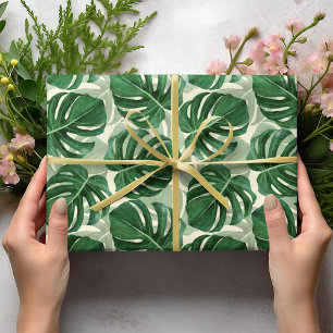 Elegant tropisch groen groen Monstera blad Cadeaupapier