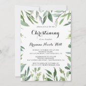 Elegant tropisch groen loof doopsel kaart (Voorkant)