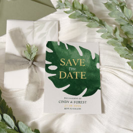 Elegant Tropisch Groen Monstera Bruiloft Blad Brui Save The Date