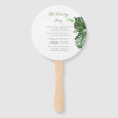 Elegant tropisch groen Monstera verlaat bruiloft Handwaaier (Achterkant)