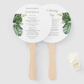 Elegant tropisch groen Monstera verlaat bruiloft Handwaaier (Voorkant en achterkant)