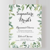Elegant tropisch groen signature drankjes bord poster