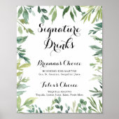 Elegant Tropisch Groen Signature Drinks Bord Poster (Voorkant)