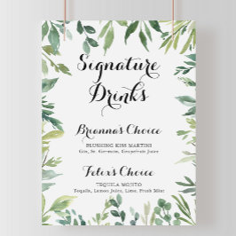 Elegant Tropisch Groen Signature Drinks Bord Poster