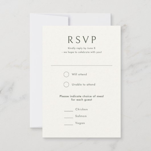 Elegant Tropisch Groen Stijl Bruiloft RSVP Kaartje (Voorkant)