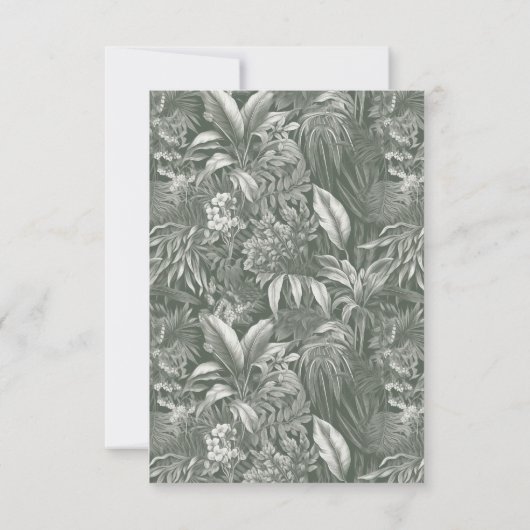 Elegant Tropisch Groen  Stijl Bruiloft RSVP Kaartje (Achterkant)